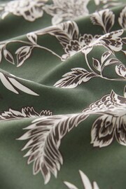 Olive Green/Neutral Brown Floral Slim Fit Printed Trimmed Shirt - Image 7 of 8