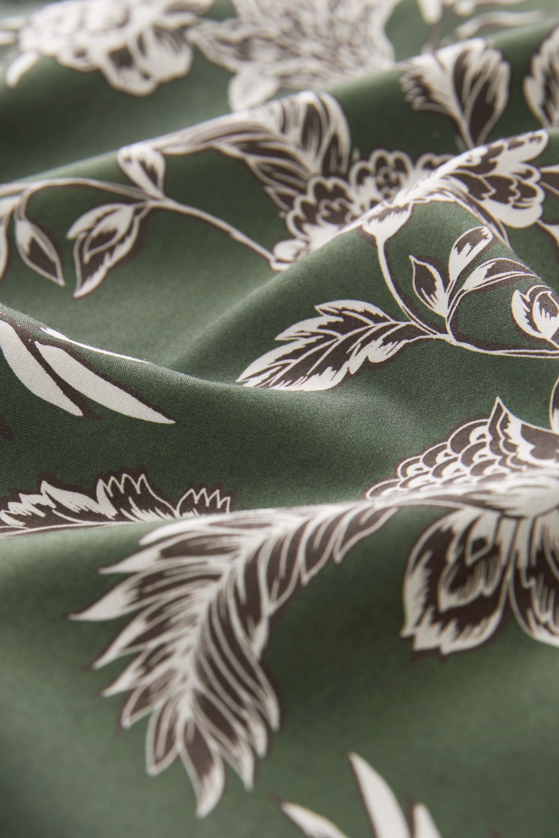 Olive Green/Neutral Brown Floral Slim Fit Printed Trimmed Shirt - Image 7 of 8