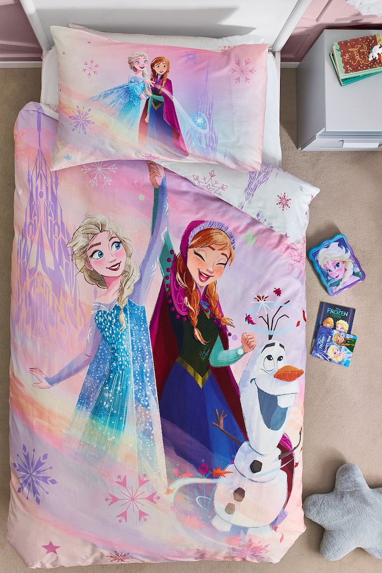Disney Frozen Pink 100% Cotton Duvet Cover and Pillowcase Set - Image 2 of 9