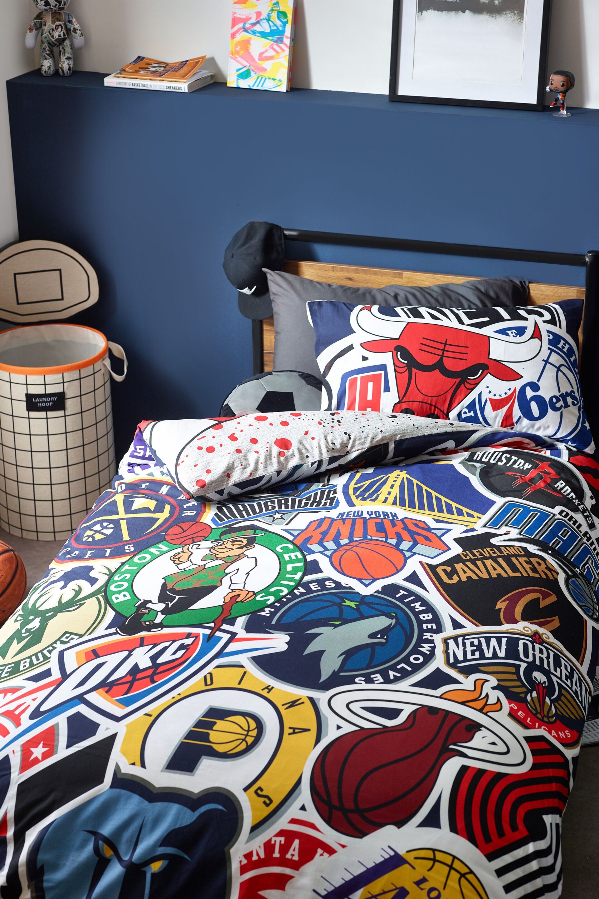 Multi NBA 100% Cotton Duvet Cover and Pillowcase Set - Image 2 of 7