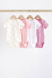 Pink/White Baby Short Sleeve Bodysuits 4 Pack - Image 1 of 6