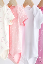 Pink/White Baby Short Sleeve Bodysuits 4 Pack - Image 3 of 6