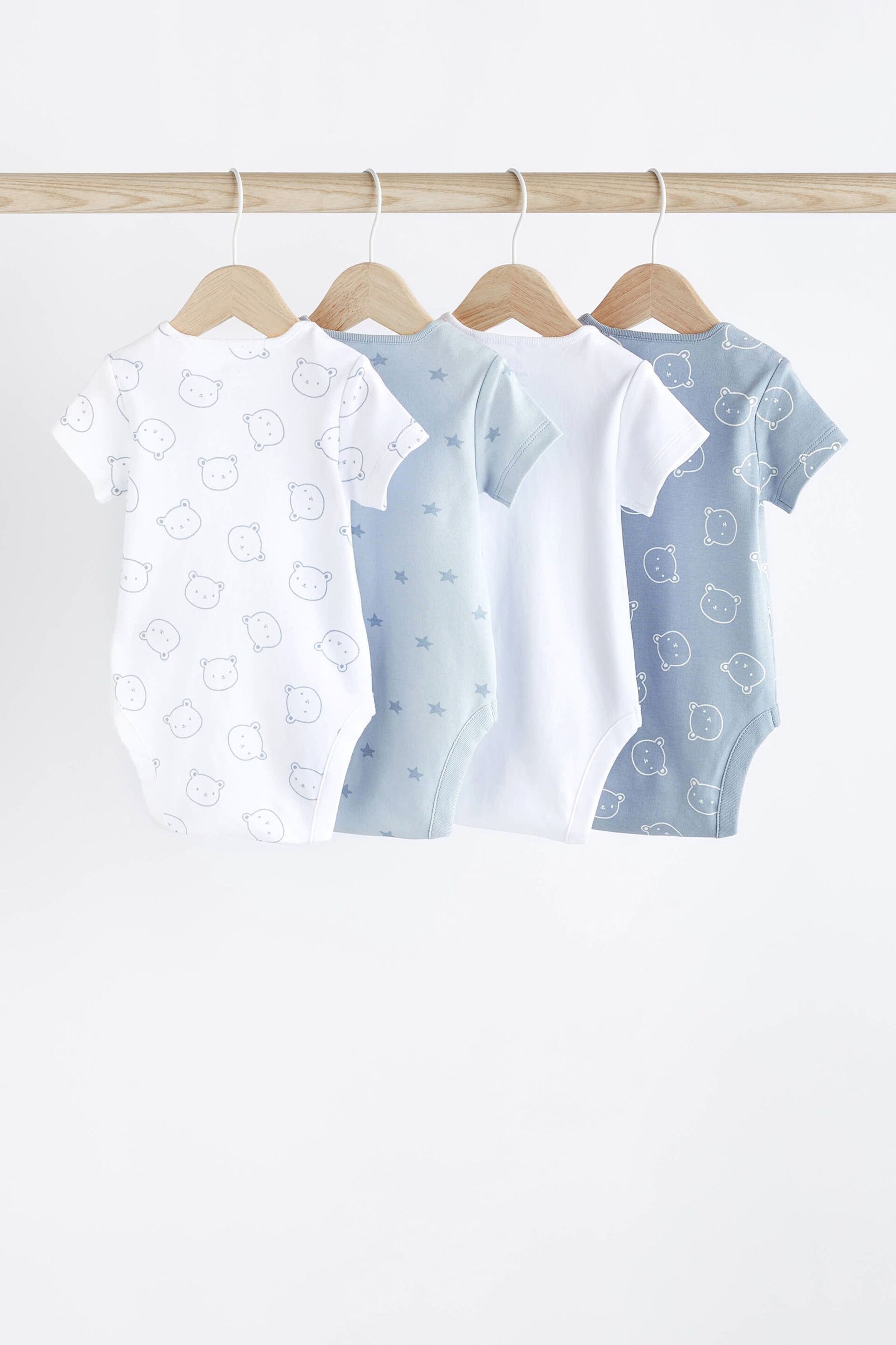 Blue Bear Baby Short Sleeve Bodysuit 4 Pack - Image 2 of 6