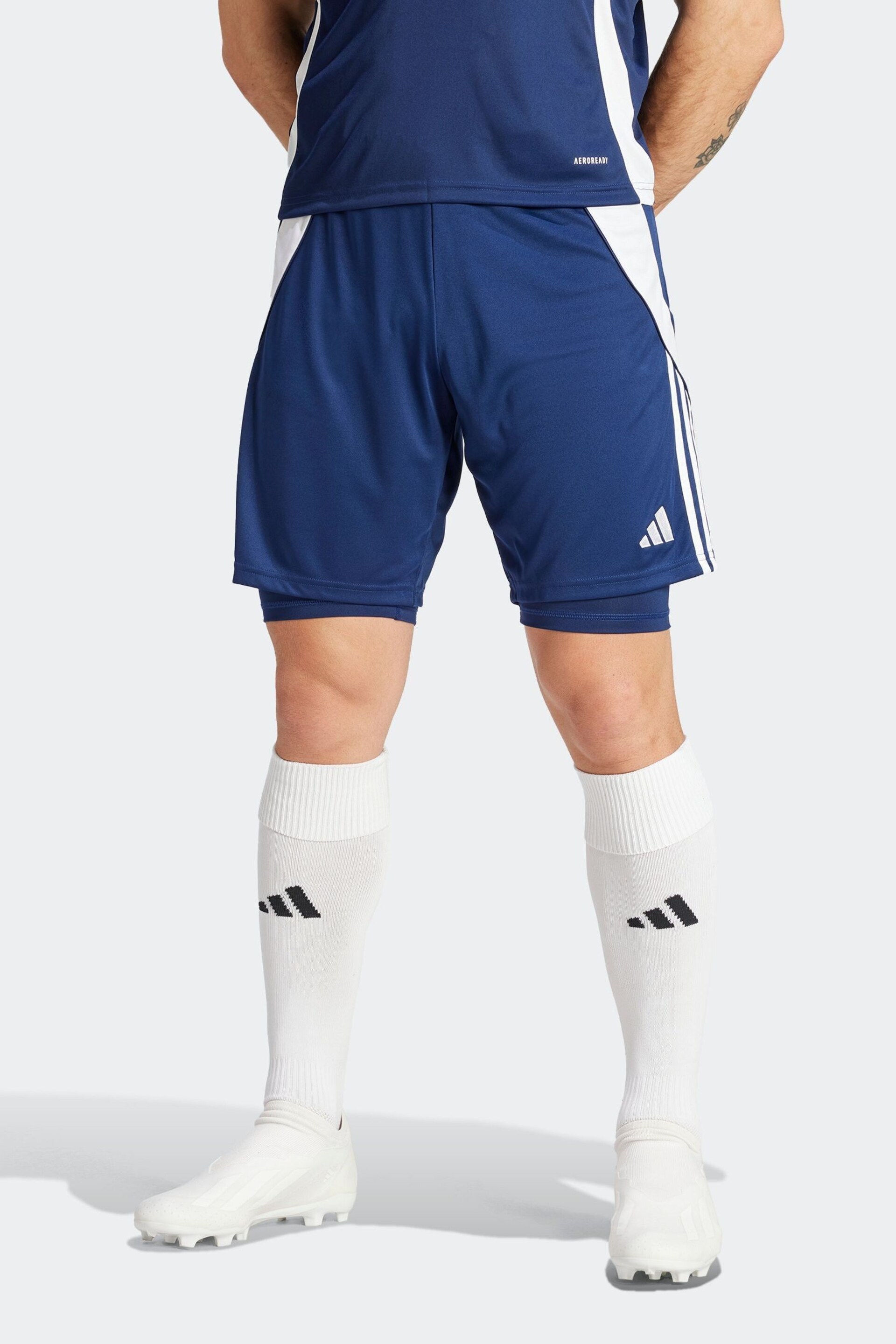 adidas Blue Tiro 24 Training 2-in-1 Shorts - Image 1 of 6