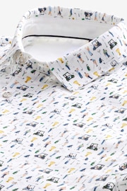 White/Blue Golf Print Polo Shirt - Image 6 of 7