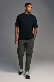 Charcoal Grey Straight Fit Uncuffed Stretch Utility Cargo Trousers - Image 1 of 9