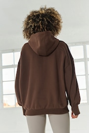 Chocolate Brown LA Graphic Oversized Relaxed Fit Active Longline Overhead Hoodie - Image 3 of 6