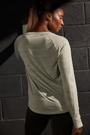 Sage Green Active Lightweight Stitch Detail Long Sleeve Top - Image 3 of 6