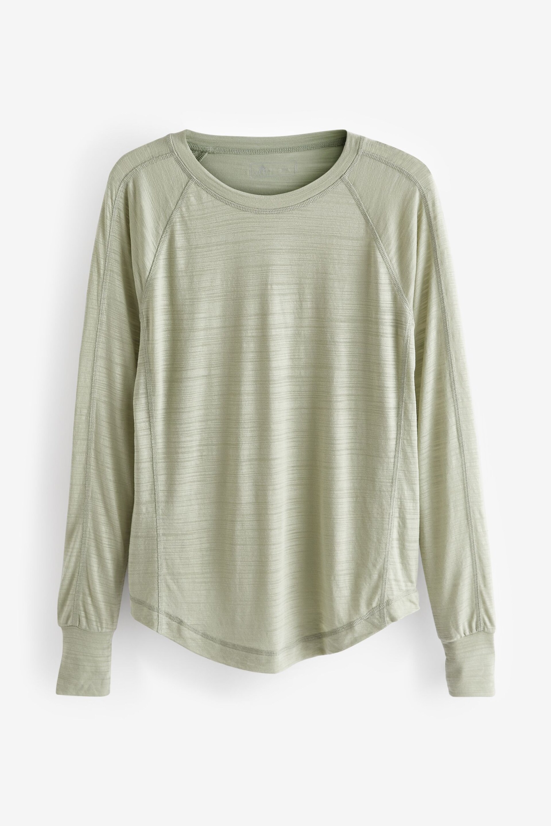 Sage Green Active Lightweight Stitch Detail Long Sleeve Top - Image 5 of 6