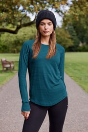 Teal Blue Active Lightweight Stitch Detail Long Sleeve Top - Image 1 of 6