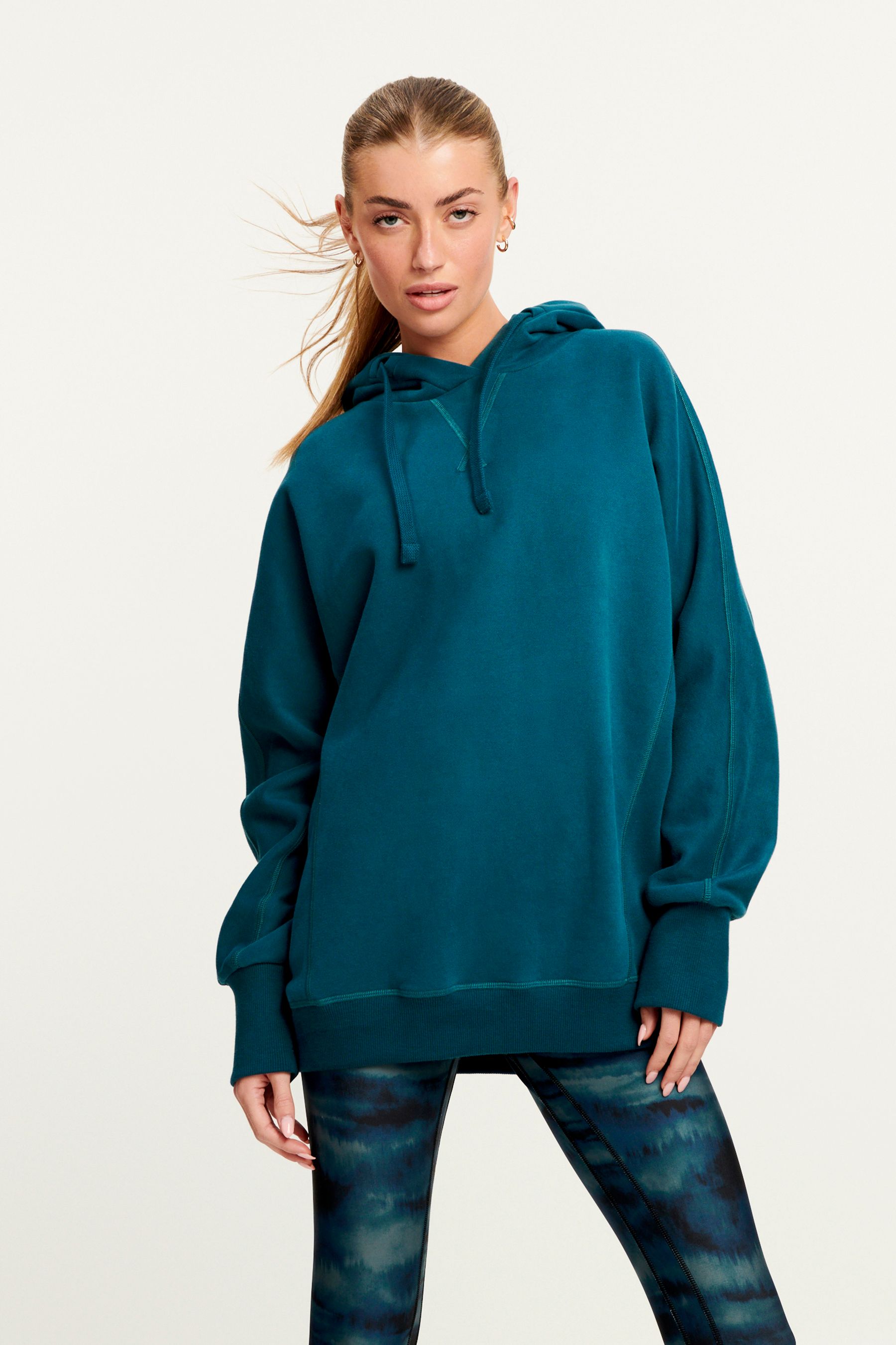 Buy Teal Blue Active Longline Overhead Hoodie from Next Luxembourg