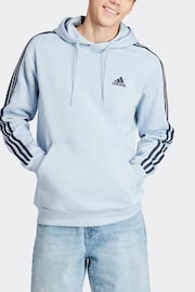 adidas Blue Sportswear Essentials Fleece 3 Stripes Hoodie - Image 3 of 7