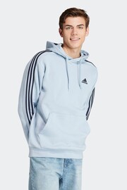 adidas Blue Sportswear Essentials Fleece 3 Stripes Hoodie - Image 4 of 7