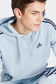 adidas Blue Sportswear Essentials Fleece 3 Stripes Hoodie - Image 5 of 7