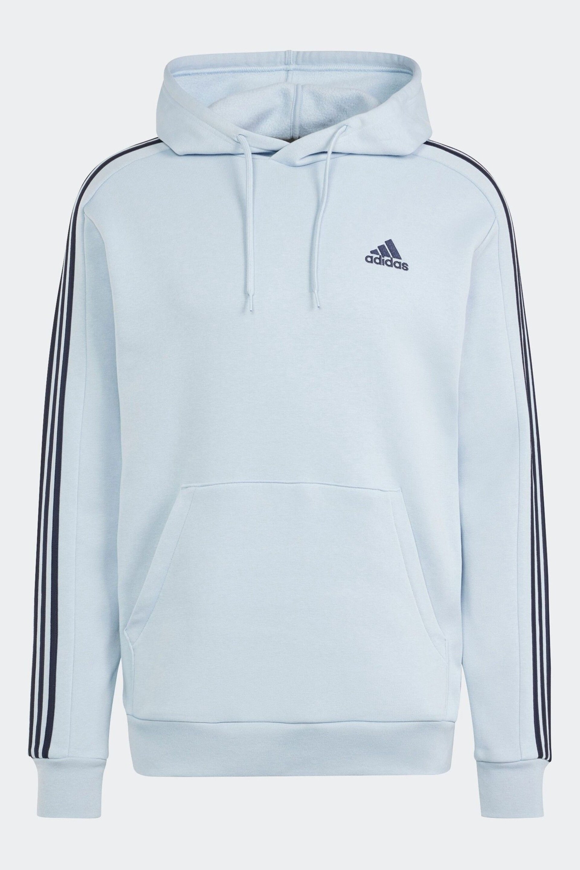 adidas Blue Sportswear Essentials Fleece 3 Stripes Hoodie - Image 7 of 7