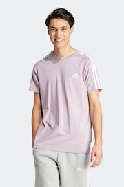 adidas Purple Essentials Single Jersey 3-Stripes 100% Cotton T-Shirt - Image 1 of 7