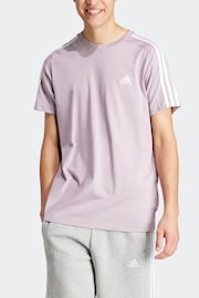 adidas Purple Essentials Single Jersey 3-Stripes 100% Cotton T-Shirt - Image 4 of 7