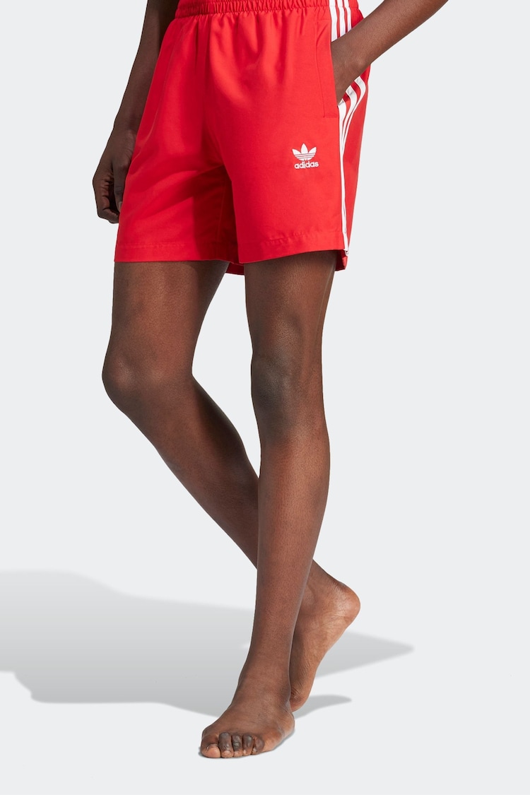 adidas Red Originals Adicolor 3 Stripes Swim Shorts - Image 1 of 7