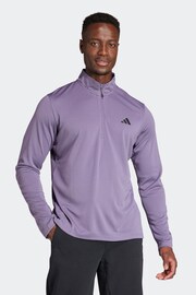 adidas Purple Train Essentials Training 1/4-Zip Long Sleeve Sweatshirt - Image 1 of 7