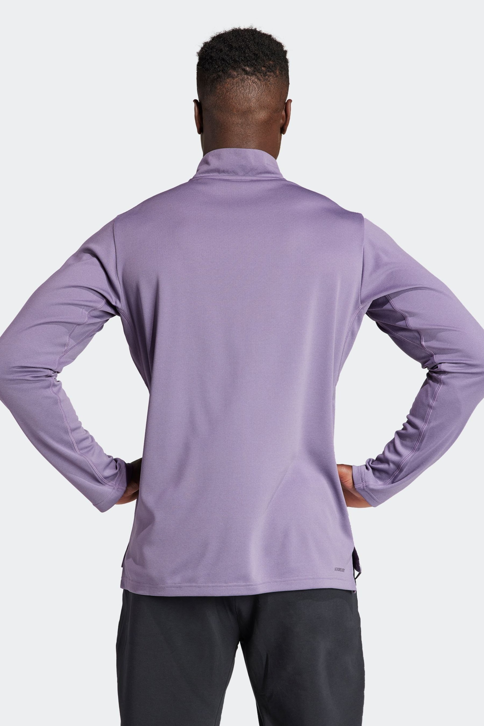 adidas Purple Train Essentials Training 1/4-Zip Long Sleeve Sweatshirt - Image 2 of 7