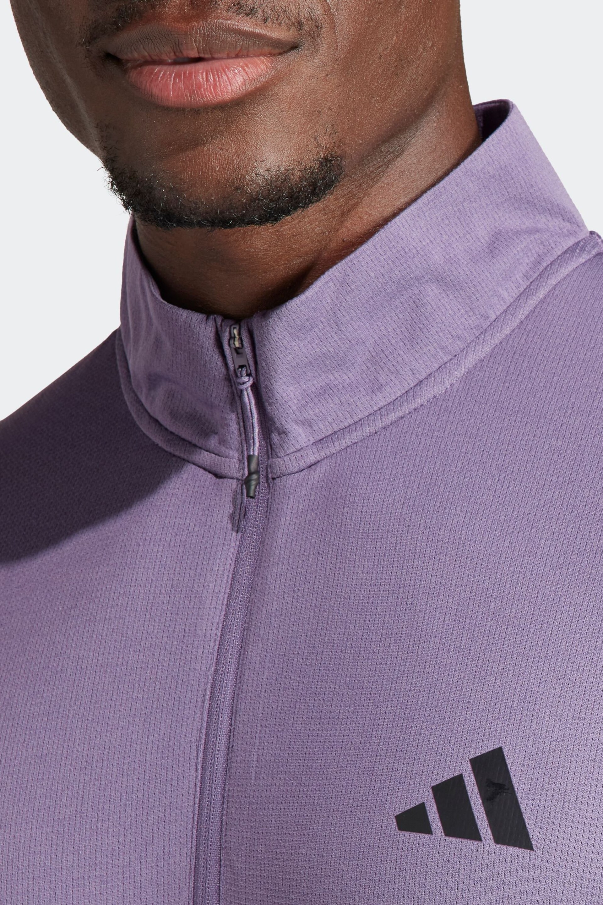 adidas Purple Train Essentials Training 1/4-Zip Long Sleeve Sweatshirt - Image 5 of 7