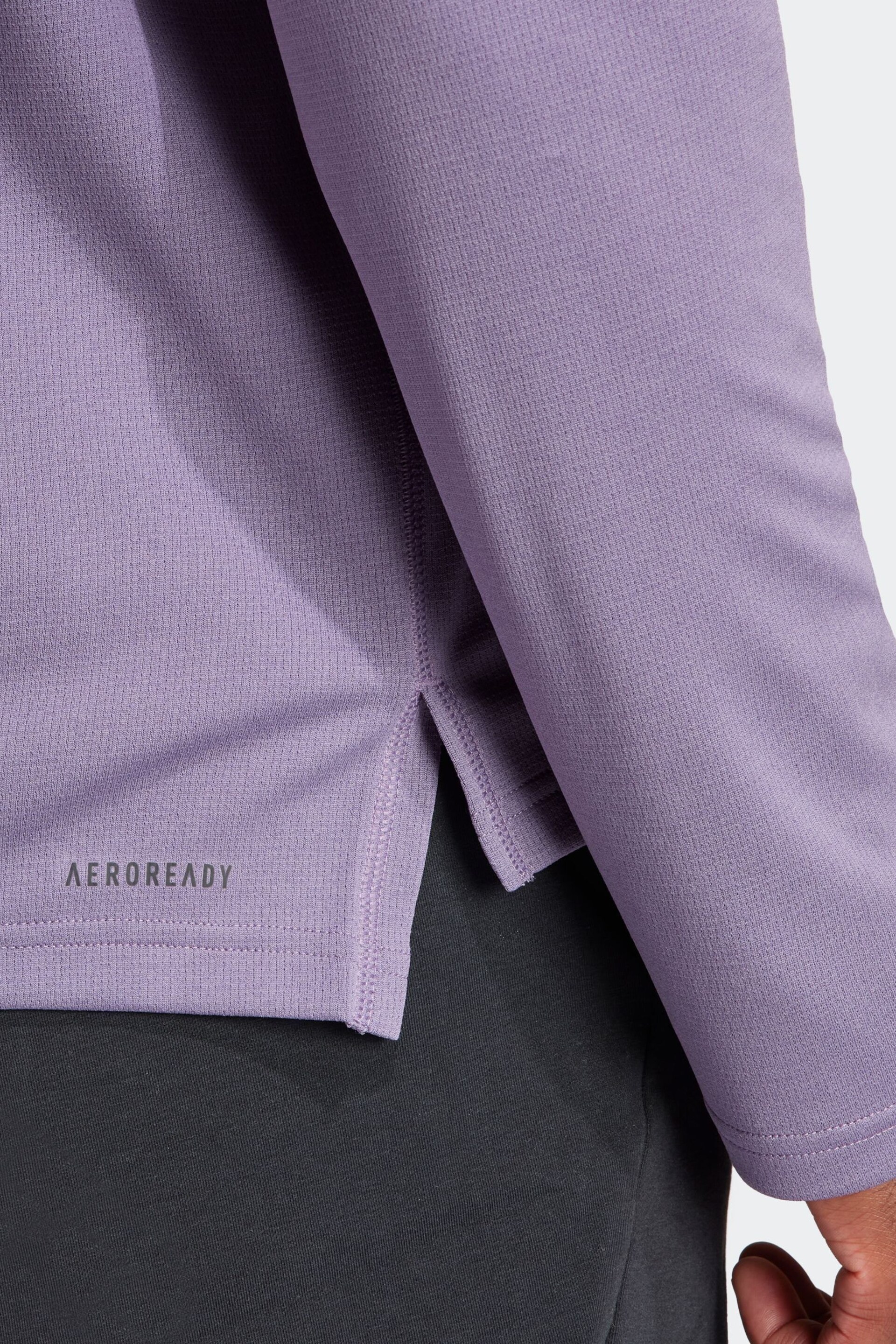 adidas Purple Train Essentials Training 1/4-Zip Long Sleeve Sweatshirt - Image 6 of 7