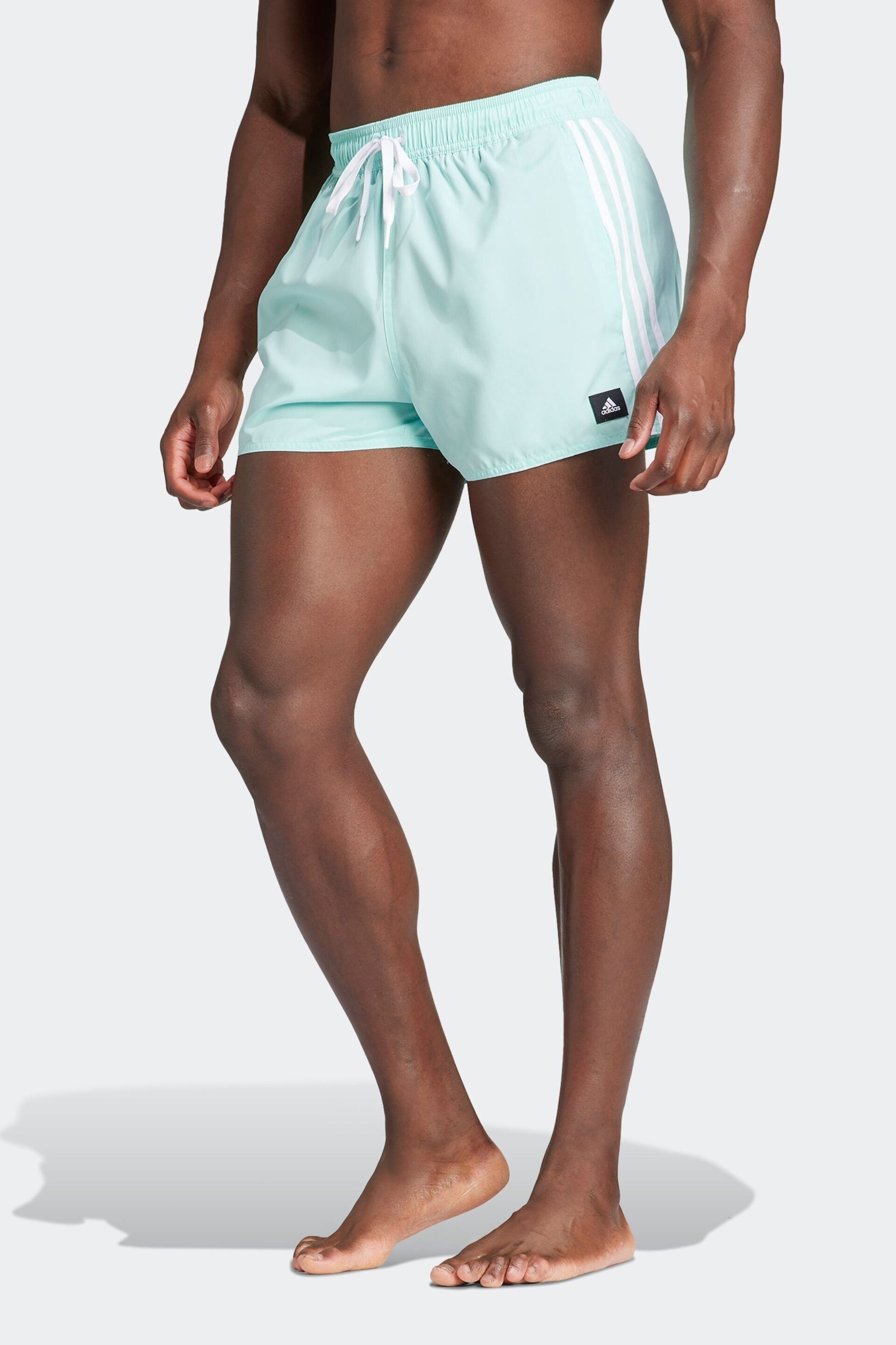 adidas Light Green 3-Stripes CLX Very Short Length Swim Shorts - Image 1 of 6