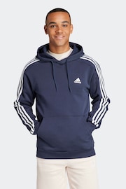 adidas Blue Essentials Fleece 3-Stripes 100% Cotton Hoodie - Image 1 of 7