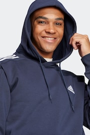 adidas Blue Essentials Fleece 3-Stripes 100% Cotton Hoodie - Image 5 of 7