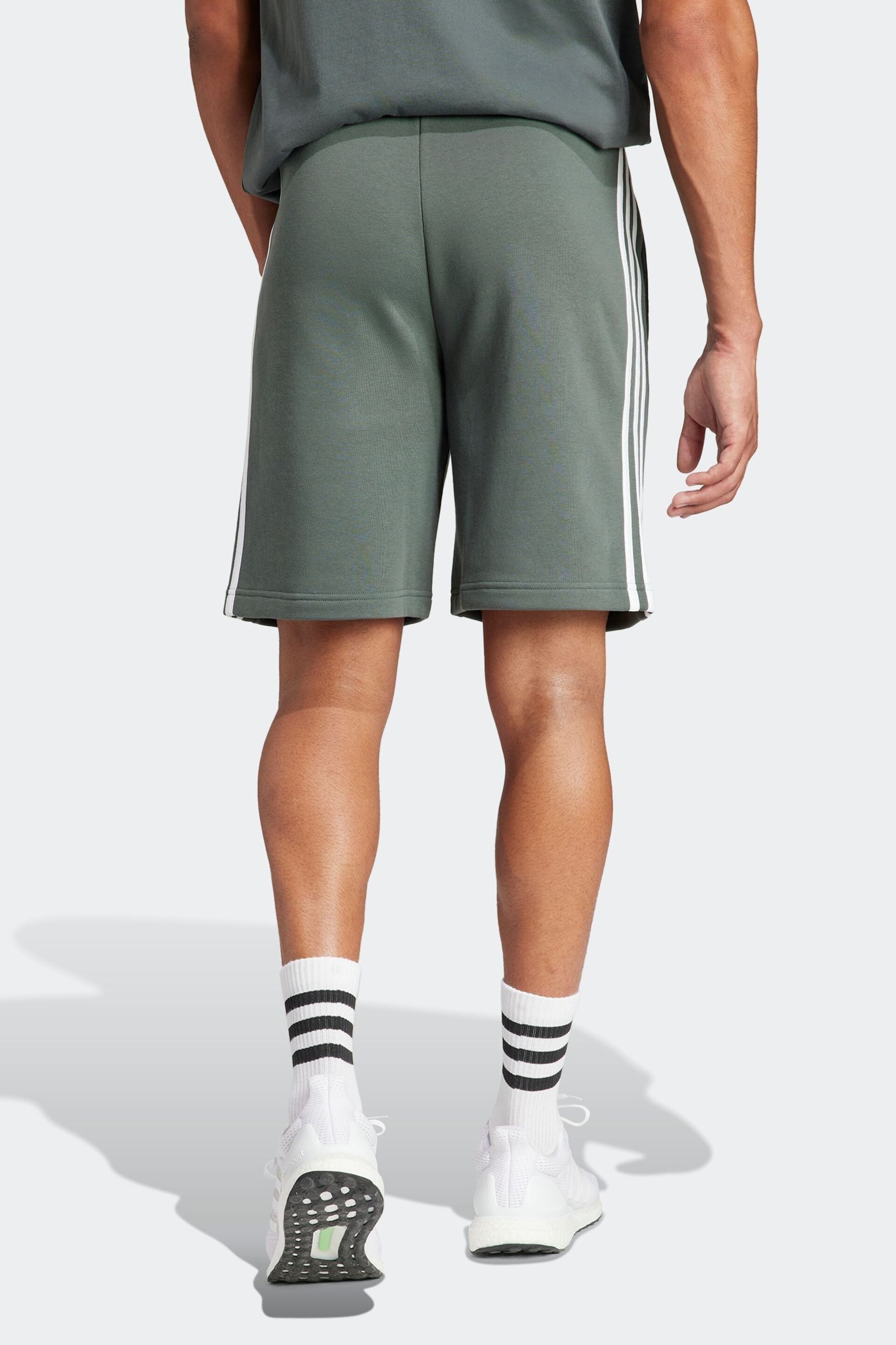 adidas Green Sportswear Essentials Fleece 3 Stripes Shorts - Image 2 of 7