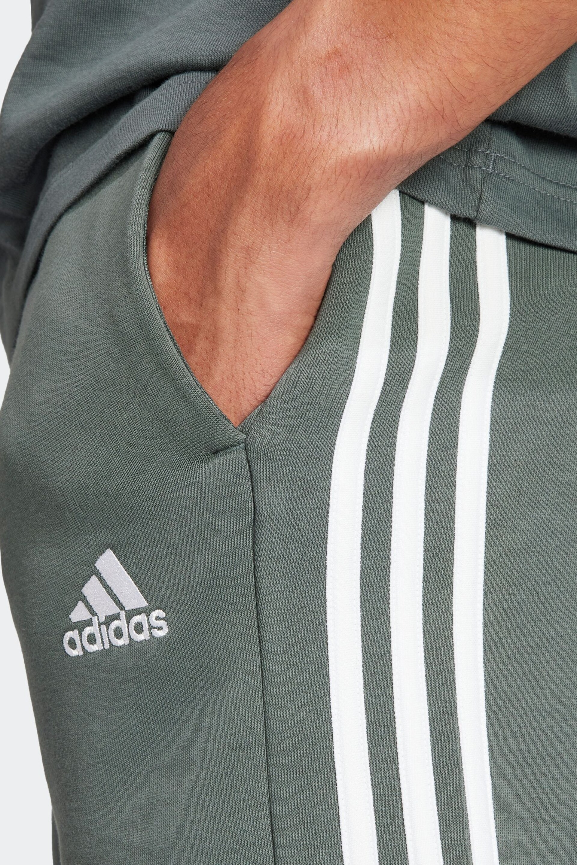 adidas Green Sportswear Essentials Fleece 3 Stripes Shorts - Image 5 of 7