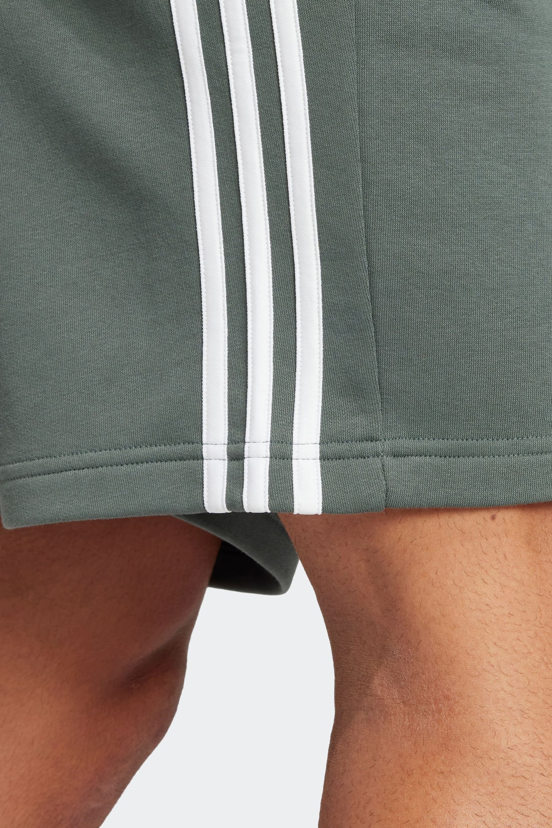 adidas Green Sportswear Essentials Fleece 3 Stripes Shorts - Image 6 of 7