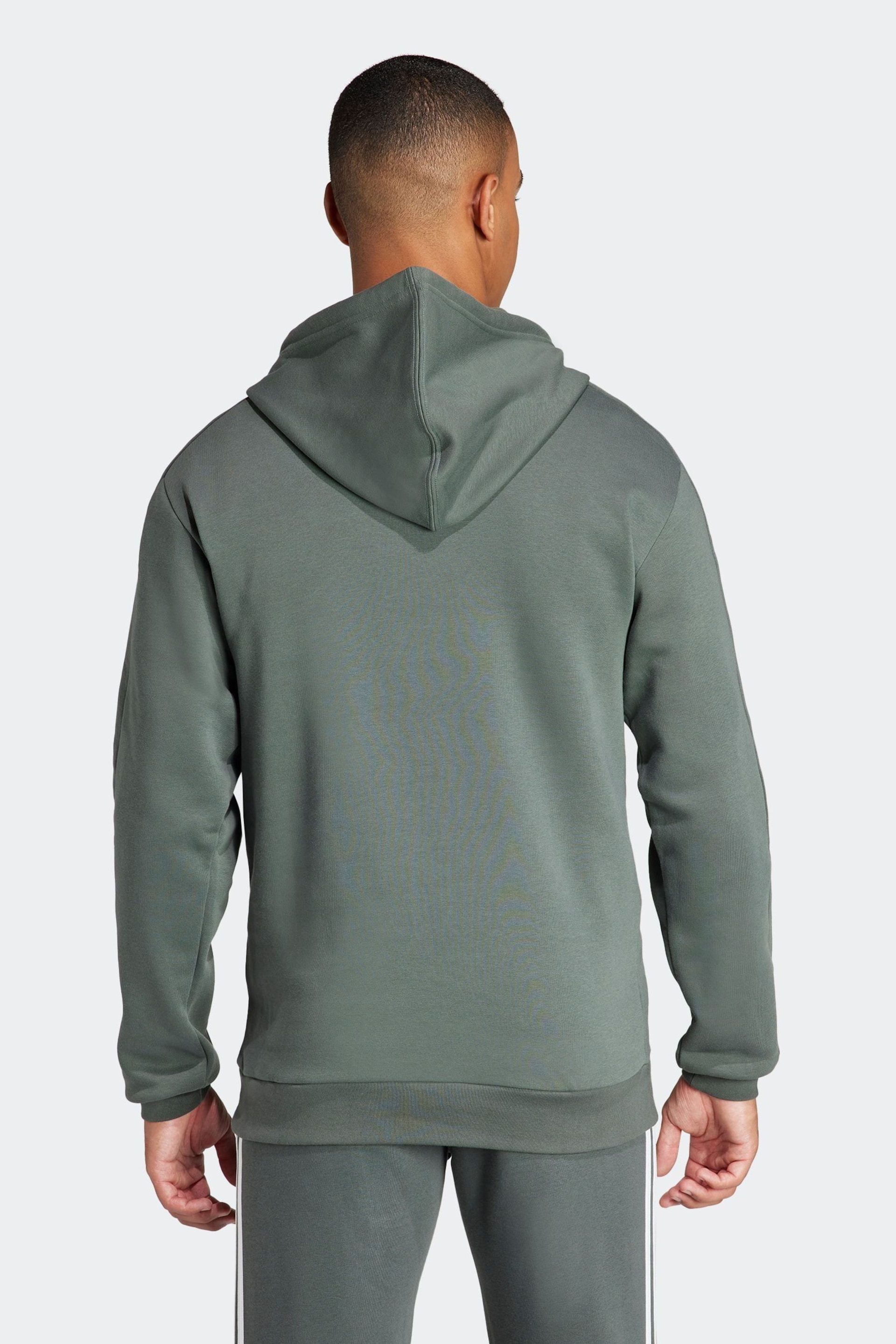 adidas Green Sportswear Essentials Fleece 3 Stripes Hoodie - Image 2 of 7