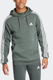 adidas Green Sportswear Essentials Fleece 3 Stripes Hoodie - Image 4 of 7