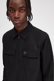 Fred Perry Zip Through Lightweight Black Overshirt - Image 4 of 7
