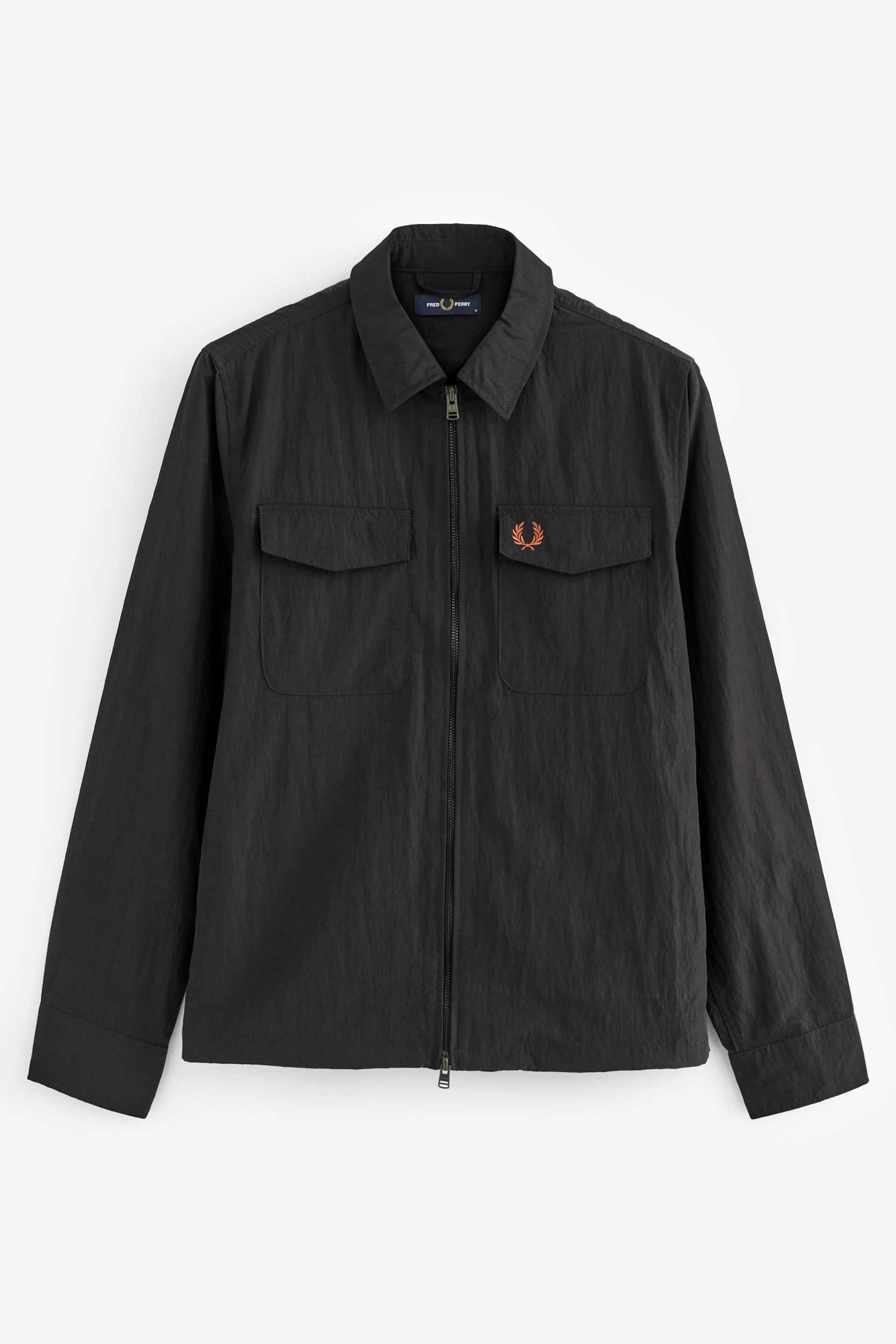 Fred Perry Zip Through Lightweight Black Overshirt - Image 5 of 7