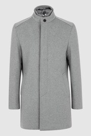 Reiss Grey Dam Wool Removable Insert Longline Coat - Image 2 of 5