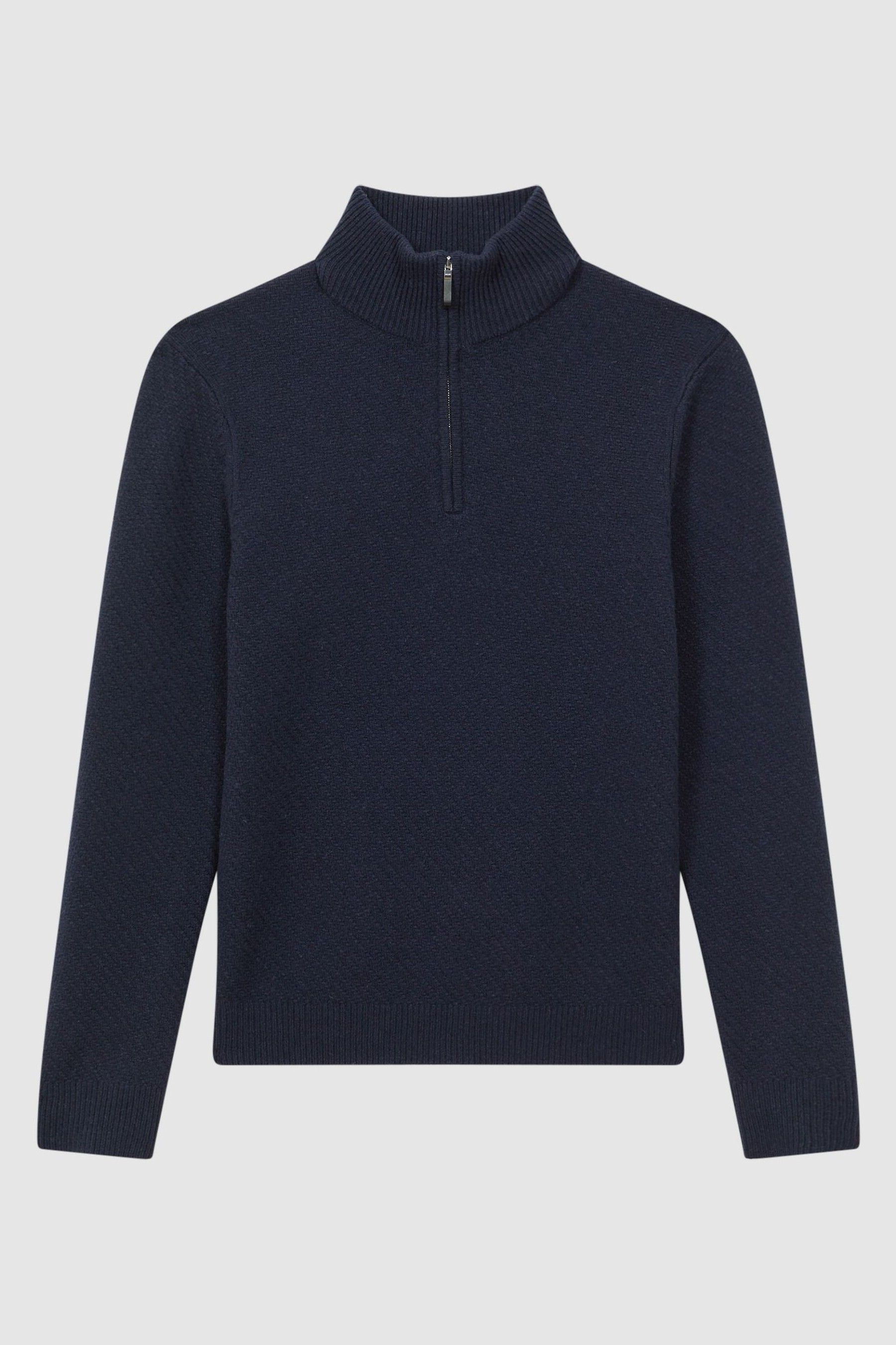 Buy Reiss Navy Tempo Slim Fit Knitted Half Zip Funnel Neck Jumper from the Next UK online shop