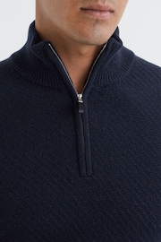 Reiss Navy Tempo Slim Fit Knitted Half-Zip Funnel Neck Jumper - Image 4 of 5