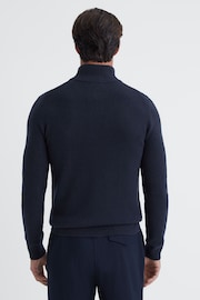 Reiss Navy Tempo Slim Fit Knitted Half-Zip Funnel Neck Jumper - Image 5 of 5