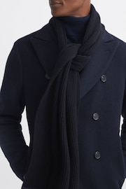 Reiss Navy Alderny Cashmere Ribbed Scarf - Image 2 of 4