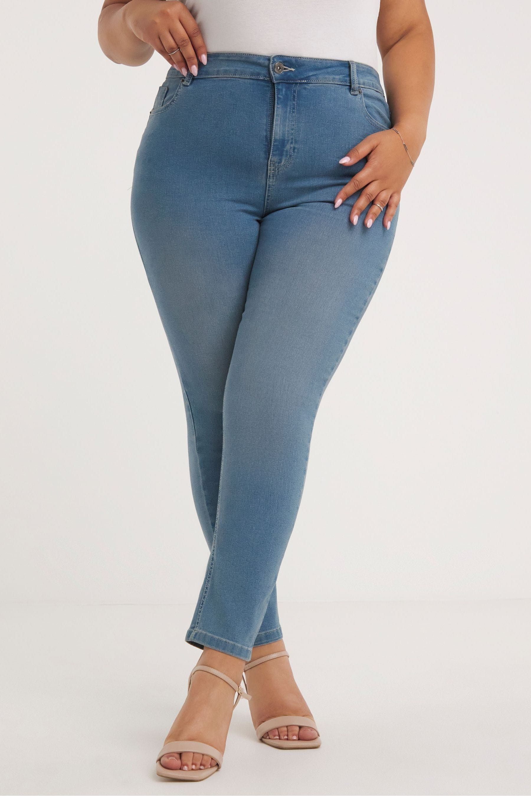 Buy Simply Be Blue Lexi High Waisted Super Stretch Slim Leg Jeans from Next Luxembourg