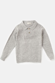 Angel & Rocket Grey Caleb Knitted Polo Shirt - Image 3 of 5