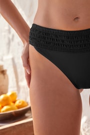 Black Shirred High Leg Bikini Bottoms - Image 4 of 5