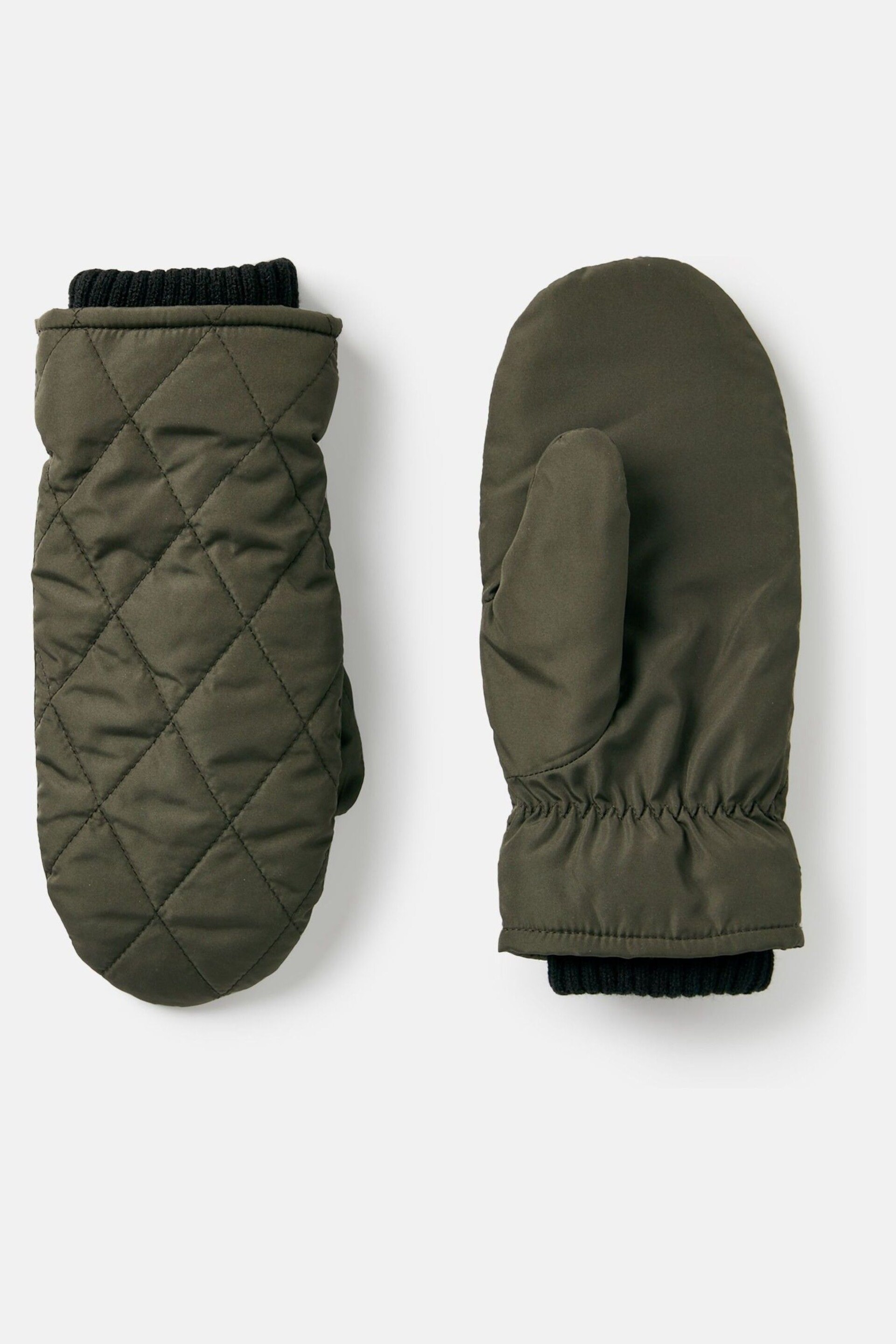 Joules Martha Khaki Green Quilted Mittens - Image 4 of 5