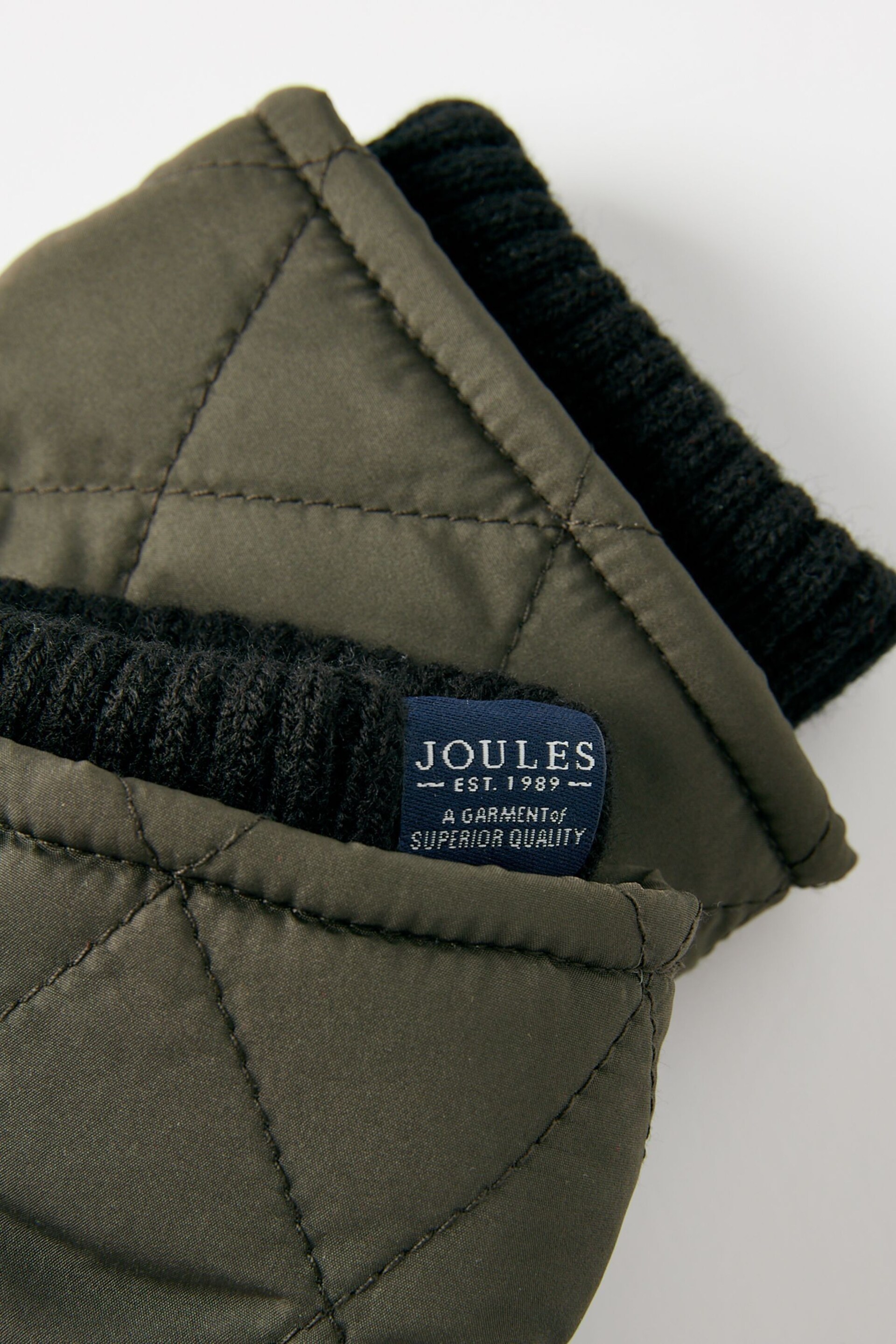Joules Martha Khaki Green Quilted Mittens - Image 5 of 5