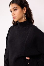 Black Stand Neck Rib Mix Jumper - Image 5 of 7