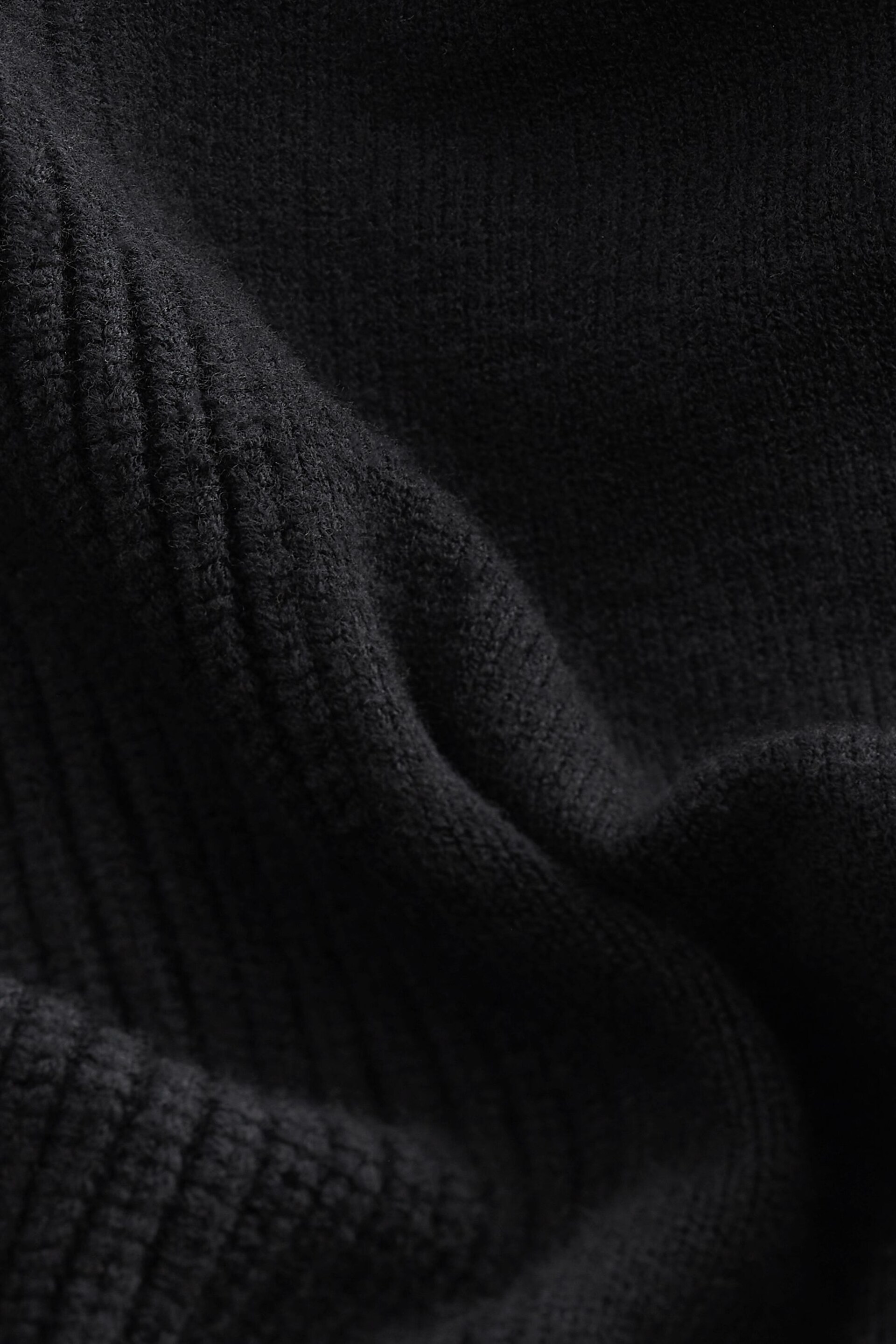 Black Stand Neck Rib Mix Jumper - Image 7 of 7