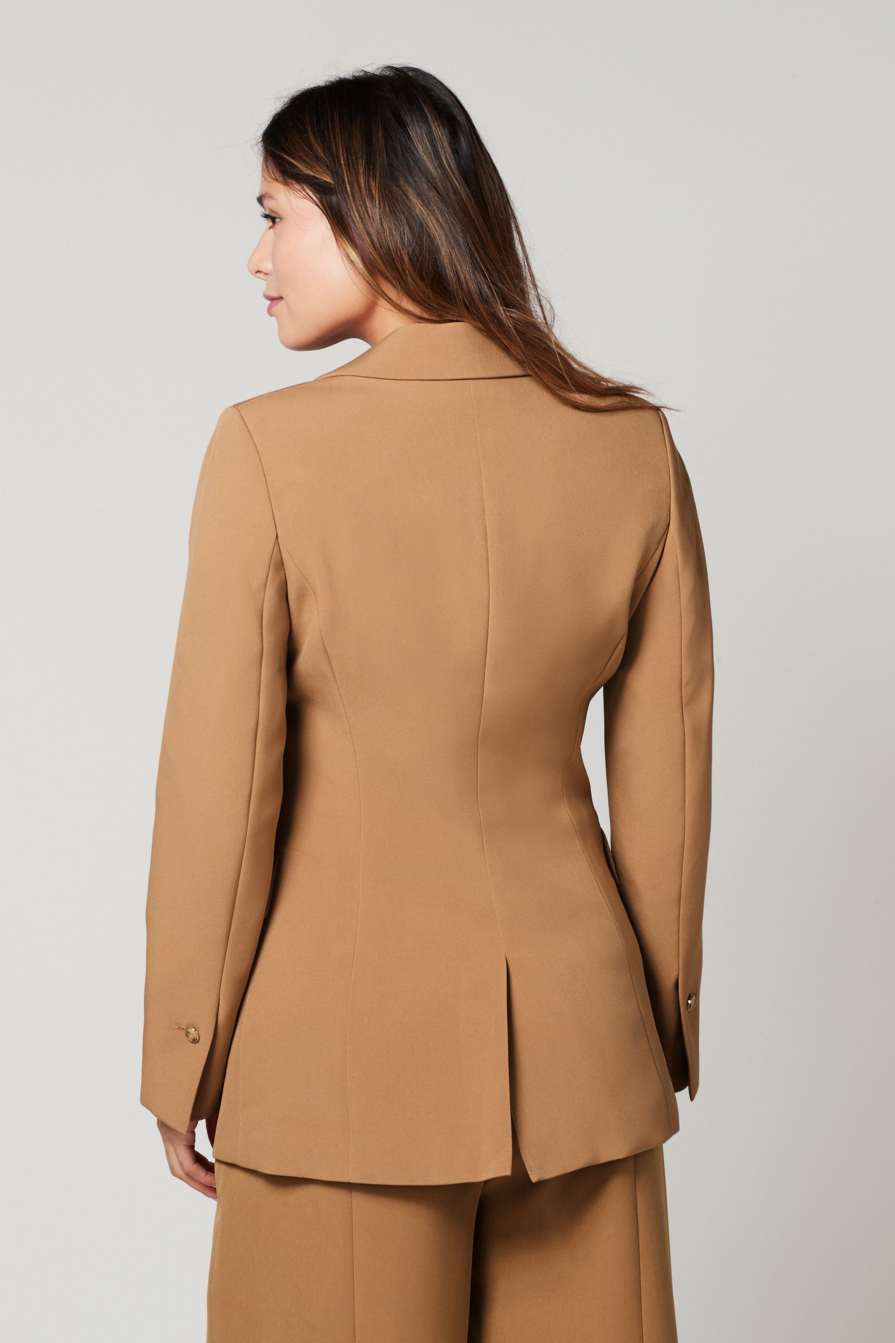 Buy Camel Brown Tailored Crepe Edge to Edge Fitted Blazer from Next Luxembourg