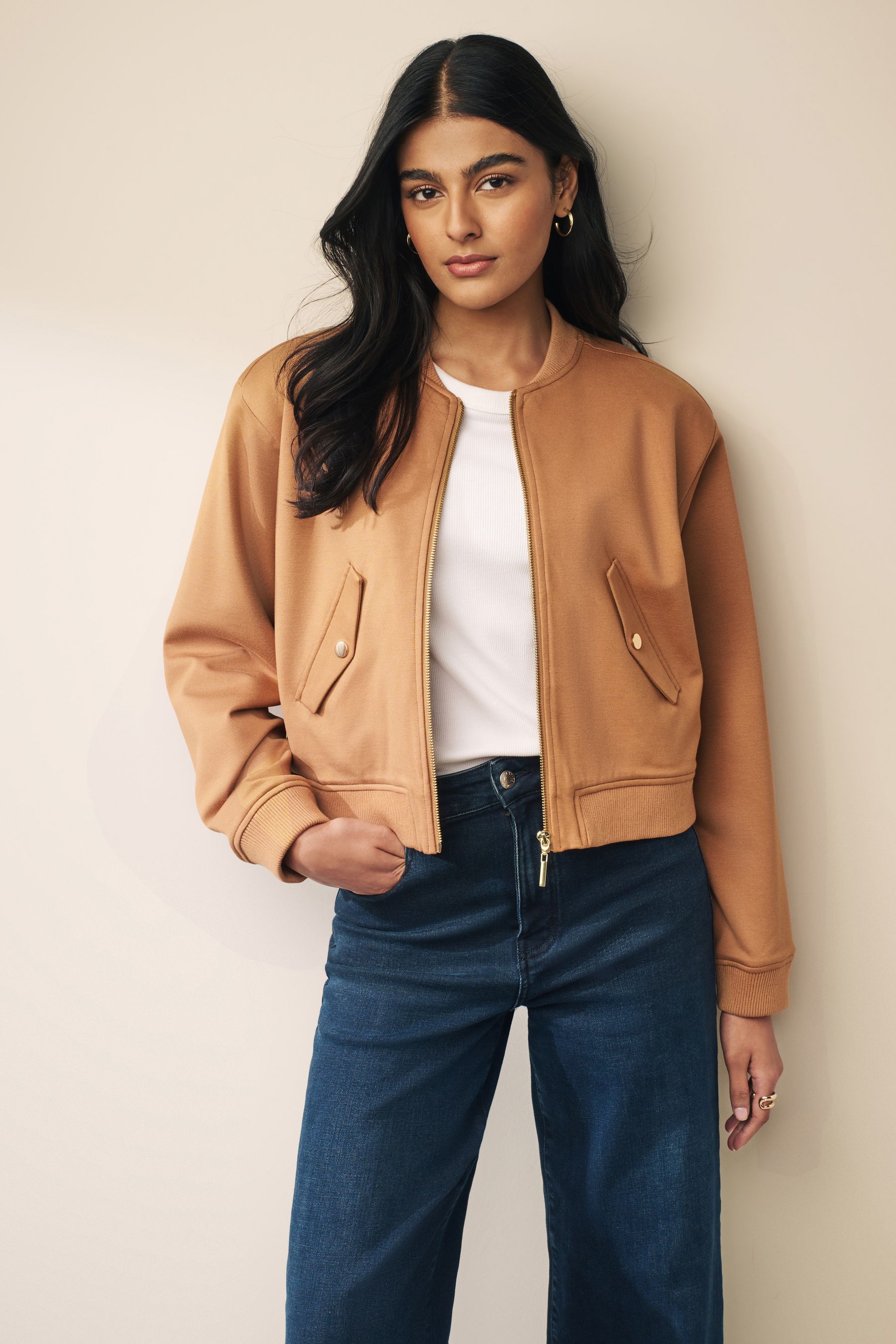 Camel bomber jacket discount
